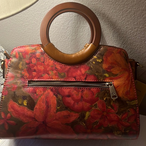 PATRICIA NASH Leather Floral Oil Paint Lyon  Zip Top Satchel HandBag 👜 NWT - Picture 9 of 17